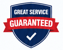 Great Service Guaranteed satisfaction badge representing professional HVAC repair and installation warranty options from Dave's Heating & Air.